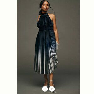 Anthropologie Pleated Halter Midi Dress